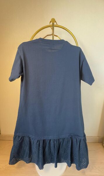 Mavi Eteği Fistolu Elbise