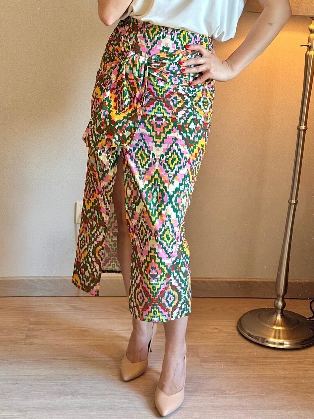 Desenli Bağlamalı Etek