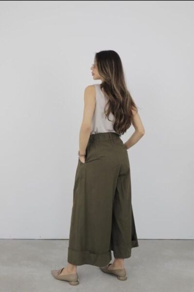 Düğme Detaylı Duble Paça Etek Pantolon