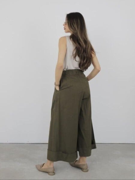 Düğme Detaylı Duble Paça Etek Pantolon