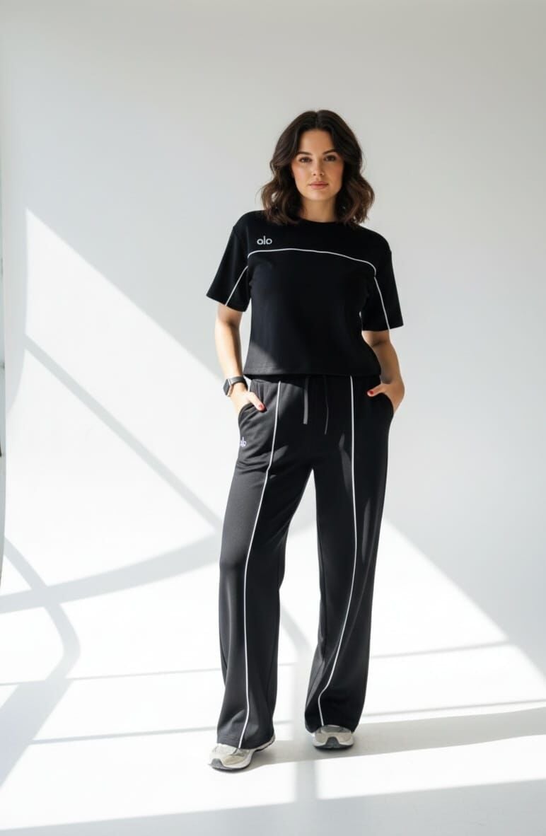 Beyaz Çizgi Geçişli Modal Kumaş Eşofman Takımı