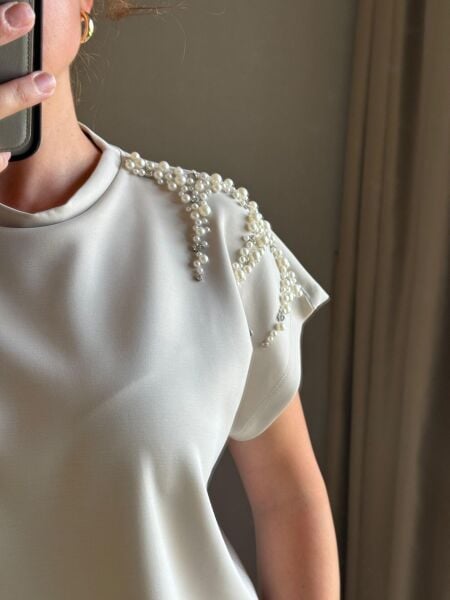 İnci İşlemeli Modal Kumaş Takım