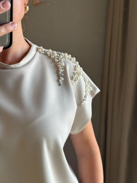 İnci İşlemeli Modal Kumaş Takım