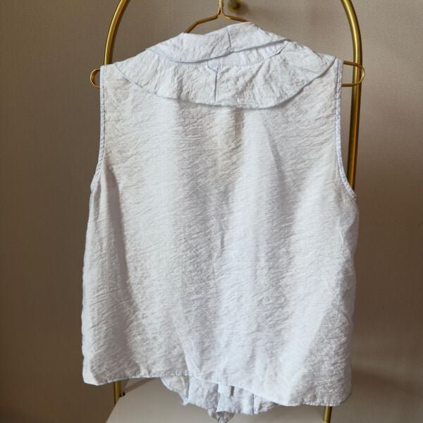 Mavi Fırfırlı Kolsuz Gömlek