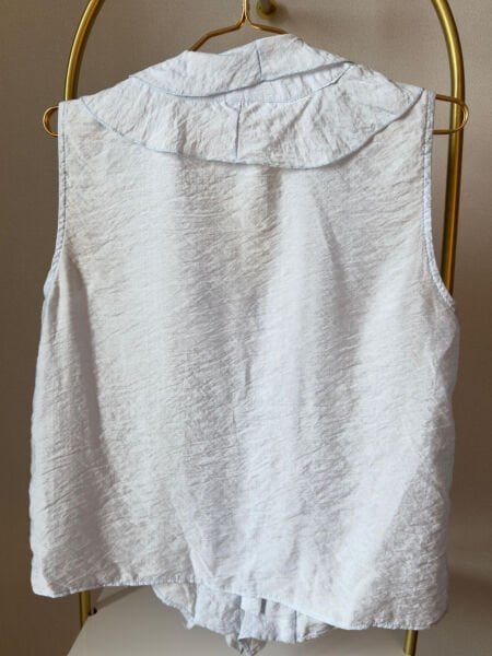 Mavi Fırfırlı Kolsuz Gömlek