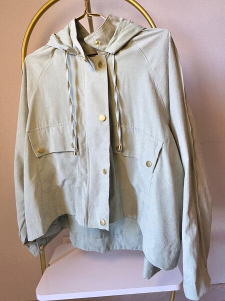 Su Yeşili Mevsimlik Kapüşonlu Ceket