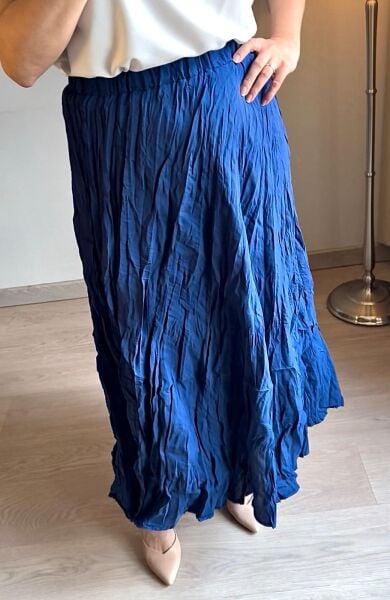 Astarlı Kırışık Lacivert Etek