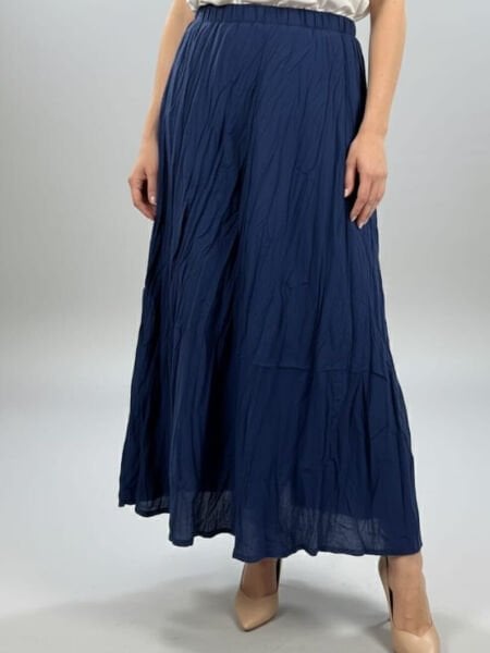 Astarlı Kırışık Lacivert Etek