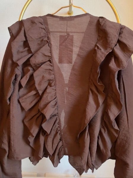 Önden Bağlamalı Fırfırlı Kadın Gömlek – Acı Kahve