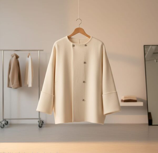 Beyaz Keçe Oversize Ceket