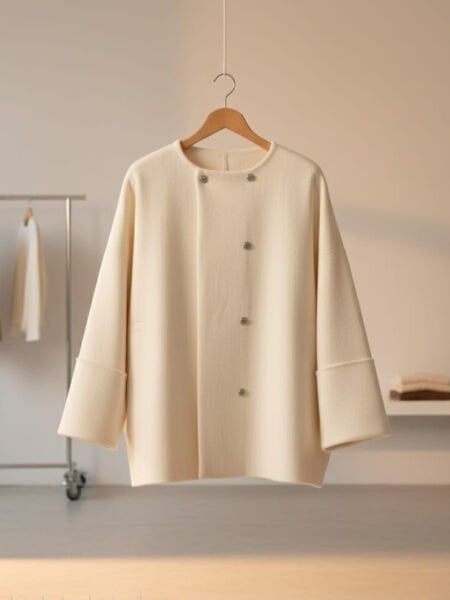 Beyaz Keçe Oversize Ceket