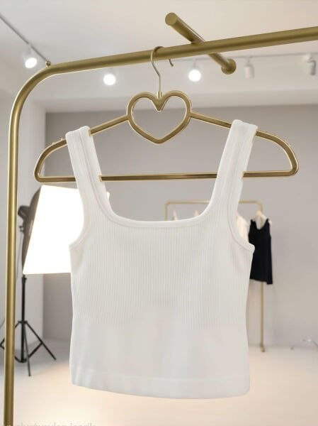 Beyaz Triko Crop Atlet