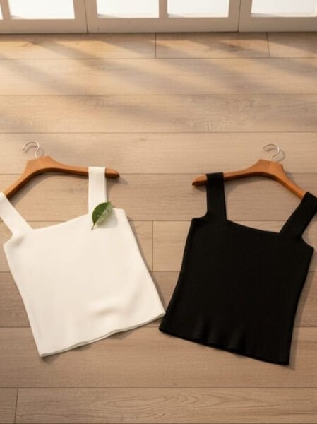 Beyaz Kare Yaka Triko Atlet