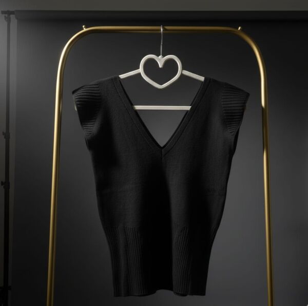 Siyah V Yaka Triko  Bluz