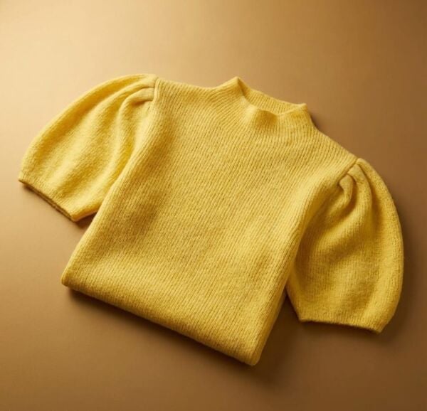 Sarı Balon Kol Triko Kazak