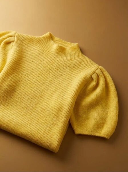 Sarı Balon Kol Triko Kazak