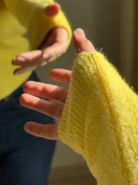 Sarı Balon Kol Triko Kazak