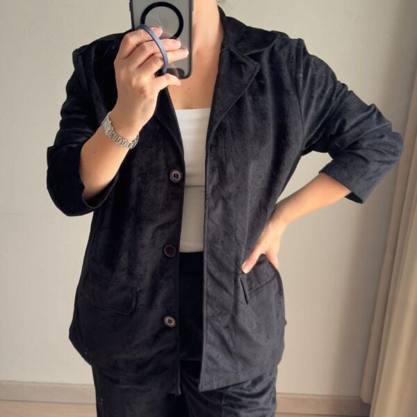 Astarsız Siyah Süet Takım