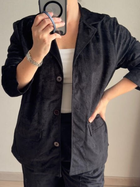 Astarsız Siyah Süet Takım