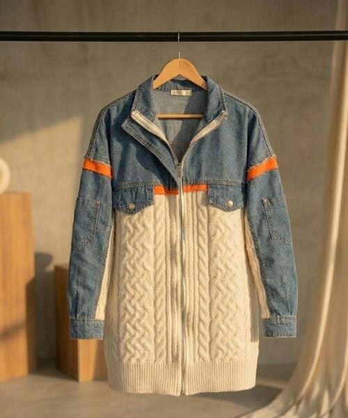 Kot Triko Detaylı Fermuarlı Hırka