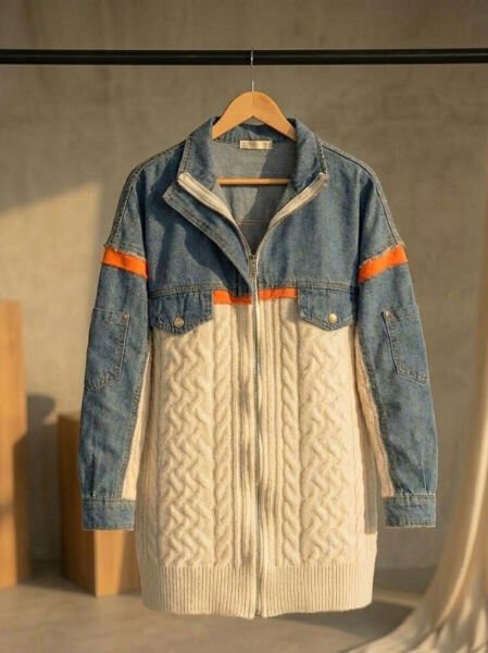 Kot Triko Detaylı Fermuarlı Hırka