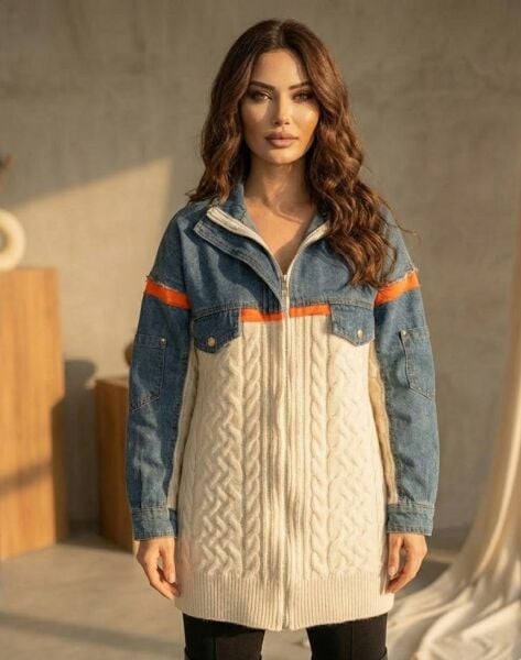 Kot Triko Detaylı Fermuarlı Hırka