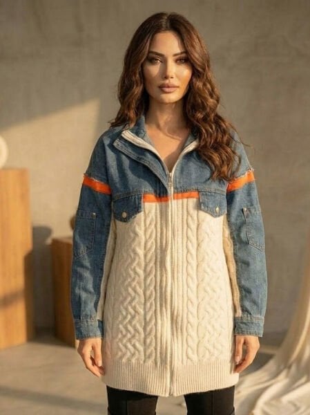 Kot Triko Detaylı Fermuarlı Hırka