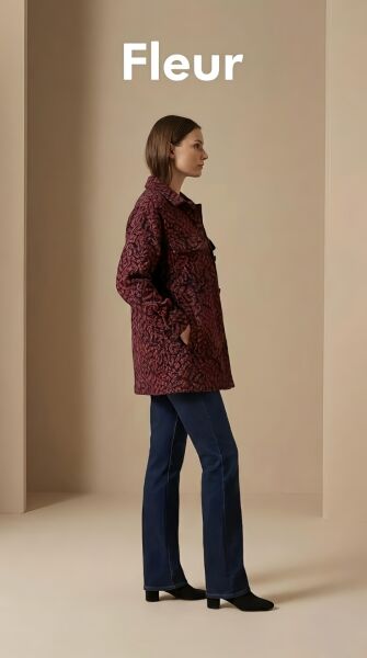 Bordo Desenli Kadın Ceket