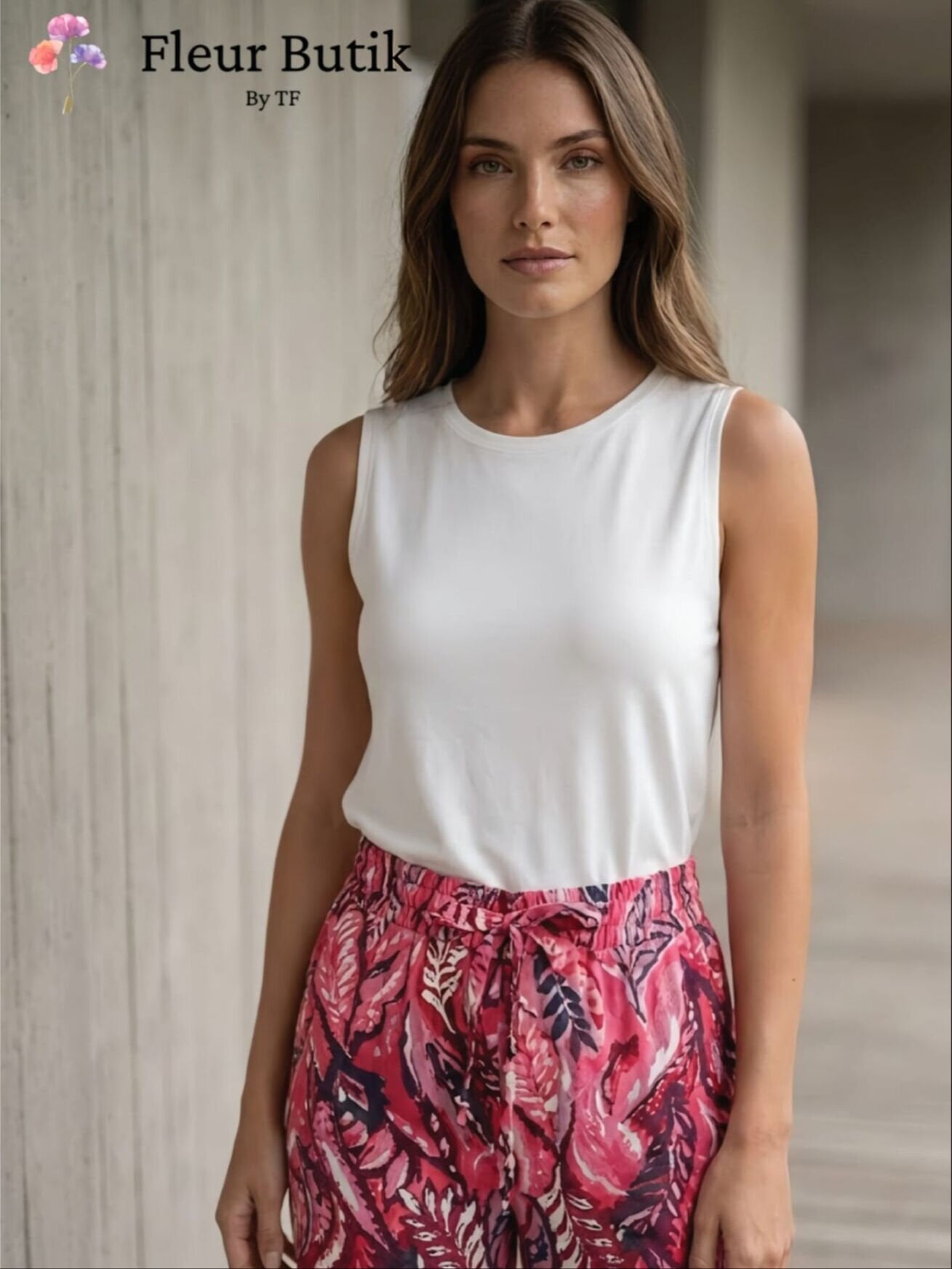 Beli Lastikli Desenli Yüksek Bel Pantolon