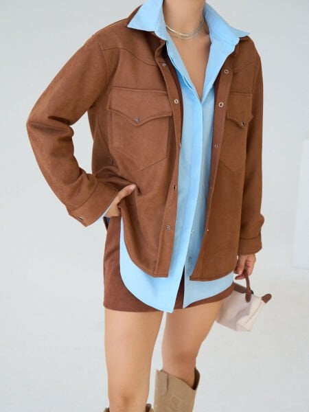 Taba Süet Gömlek Ceket