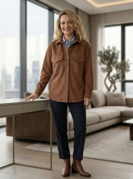 Taba Süet Gömlek Ceket