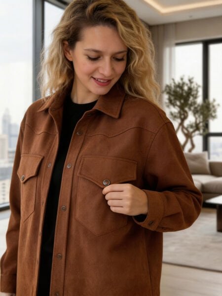 Taba Süet Gömlek Ceket