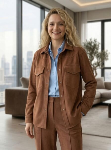 Taba Süet Gömlek Ceket