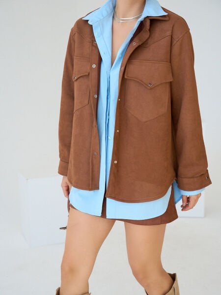 Taba Süet Gömlek Ceket