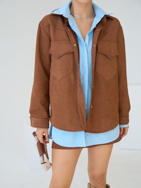 Taba Süet Gömlek Ceket