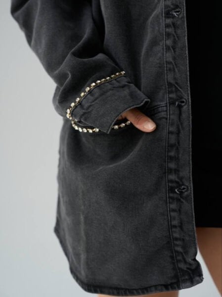 Taş İşlemeli Jean Ceket