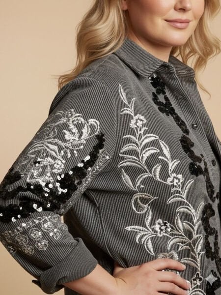 Vizon İşlemeli Gömlek