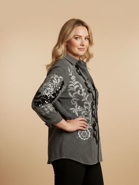 Vizon İşlemeli Gömlek