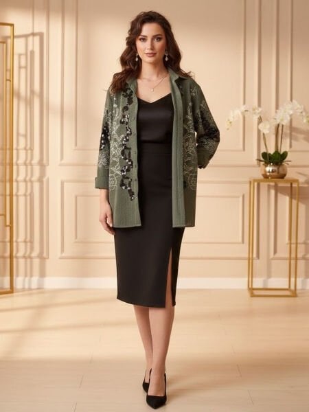 Haki İşlemeli Gömlek