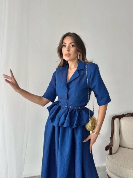 Siyah Viskon Kumaş Maksi Etek Takım