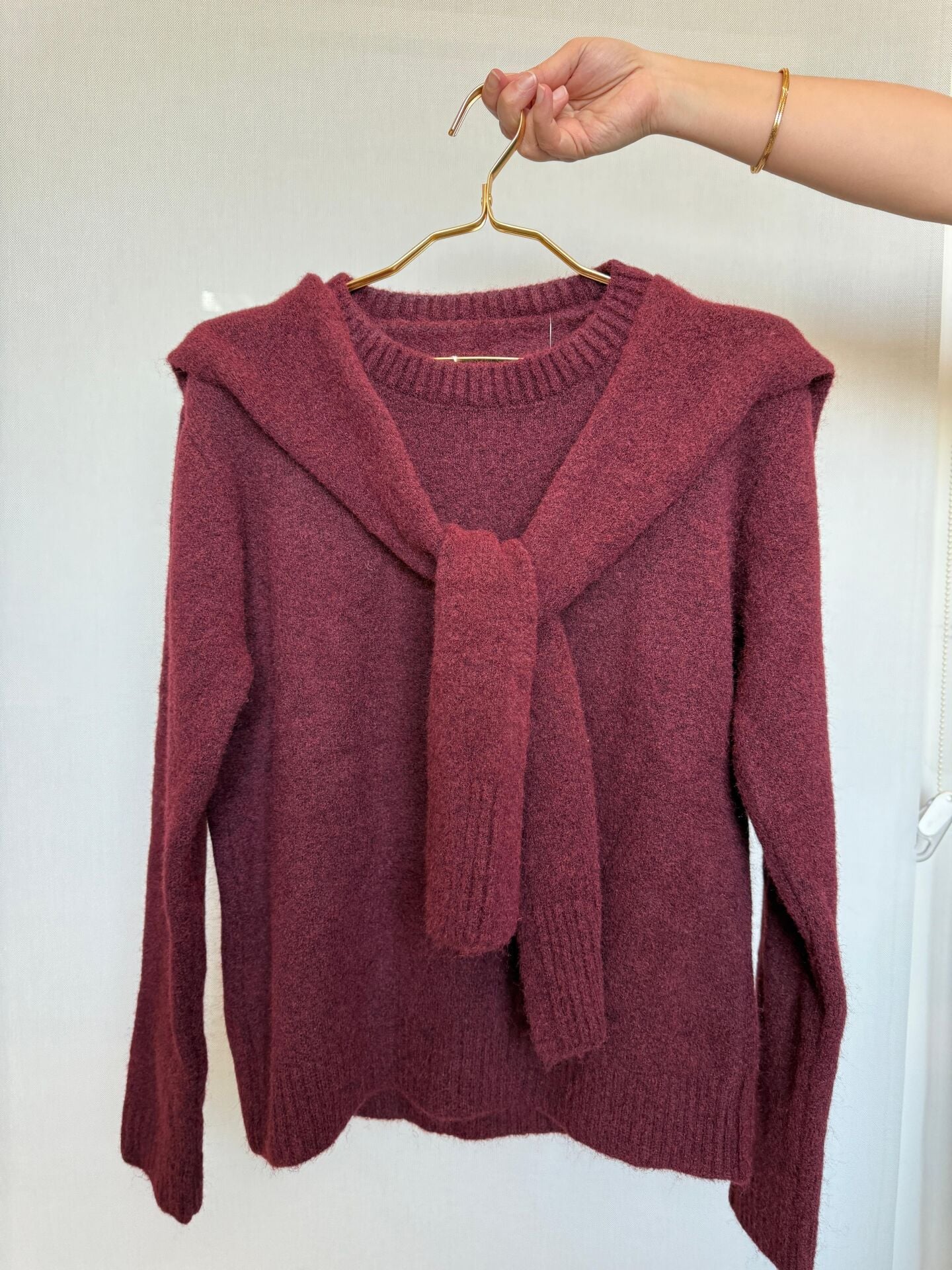 Omuz Detaylı Bordo Yumuşak Dokulu Kadın Triko Kazak