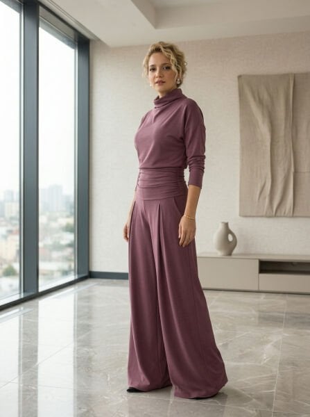 Modal Kumaş Korseli  Bol Paça Kadın Şık Takım