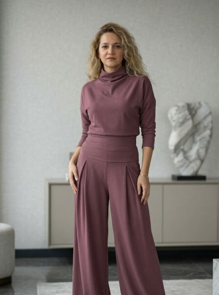 Modal Kumaş Korseli  Bol Paça Kadın Şık Takım